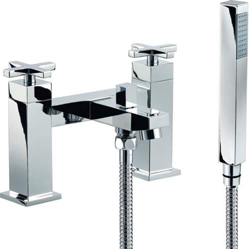 Mayfair Ice Quad Cross Bath Shower Mixer Tap With Shower Kit (Chrome).