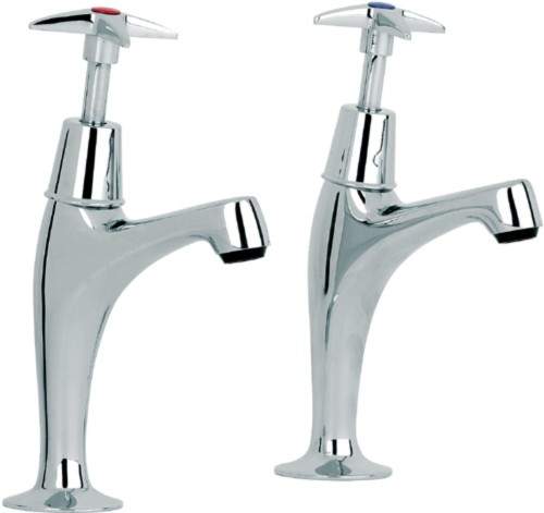 Mayfair Kitchen Alpha X Head High Neck Kitchen Pillar Taps (Pair, Chrome).