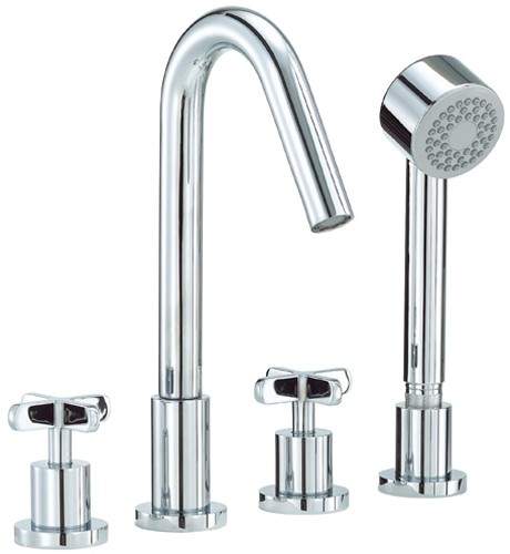 Mayfair Loli 4 Tap Hole Bath Shower Mixer Tap With Shower Kit (Chrome).