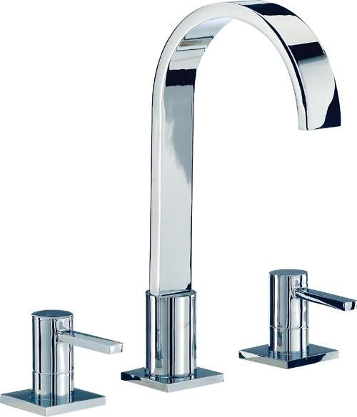 Mayfair Wave 3 Tap Hole Basin Mixer Tap With Pop-Up Waste (Chrome).