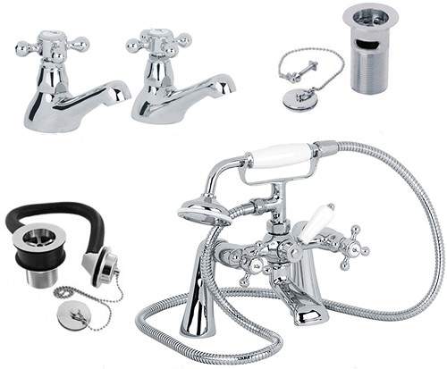 Mayfair Ritz Basin & Bath Shower Mixer Tap Pack With Wastes.