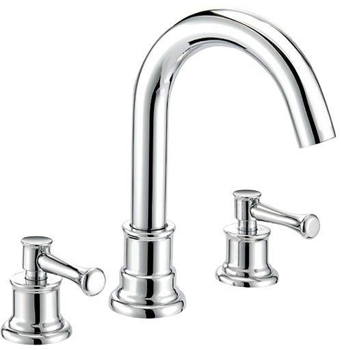 Mayfair Tait Lever 3 Tap Hole Basin Mixer Tap With Pop-Up Waste (Chrome).