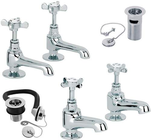 Mayfair Westminster Basin & Bath Tap Pack With Wastes (Chrome).