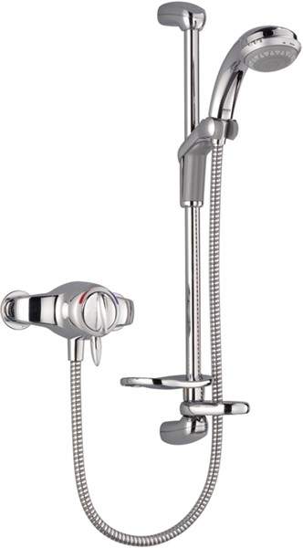 Mira Gem88 Exposed Manual Shower Valve With Slide Rail, Handset & Hose.