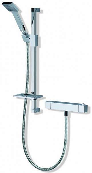 MX Showers Atmos Cube Square Bar Shower Valve With Slide Rail Kit.