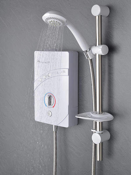 MX Showers InspiratIon QI Electric Shower (8.5kW, White & Chrome).