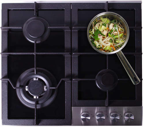 Osprey Hobs Gas Hob With 4 x Burners & Black Glass Top (600mm).