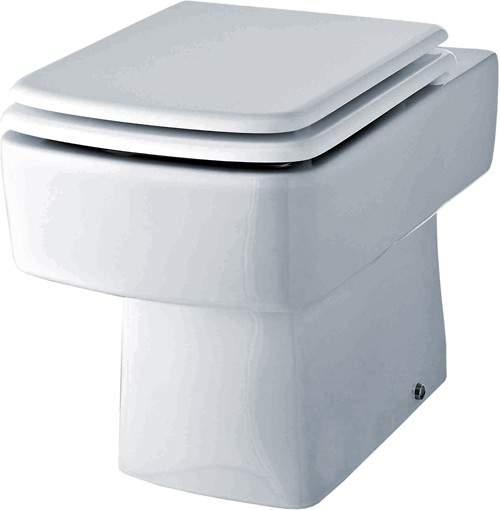 Crown Ceramics Bliss Square Back To Wall Toilet Pan With Seat.