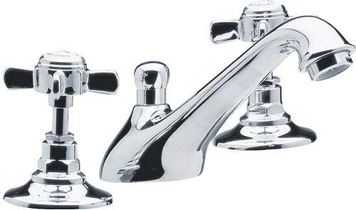 Crown Traditional 3 Tap Hole Basin Mixer Tap (Chrome).