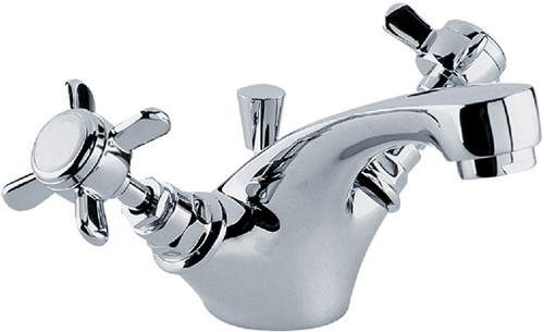Crown Traditional Basin Mixer Tap With Pop Up Waste (Chrome).