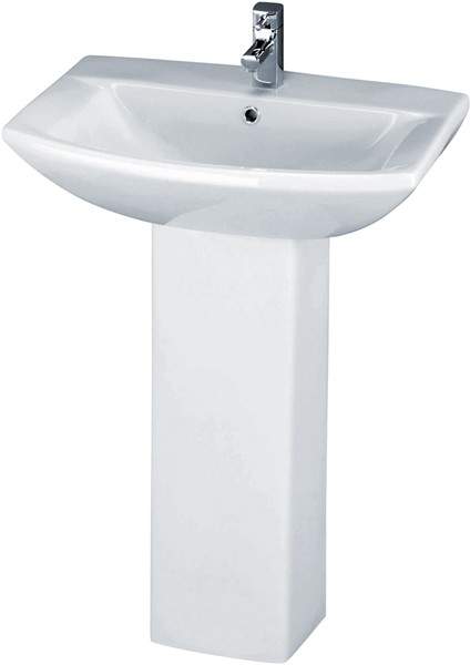 Crown Ceramics Asselby 600mm Basin & Pedestal (1 Tap Hole).