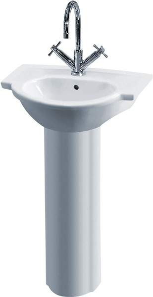 Crown Ceramics Linton 500mm Basin & Pedestal (1 Tap Hole).