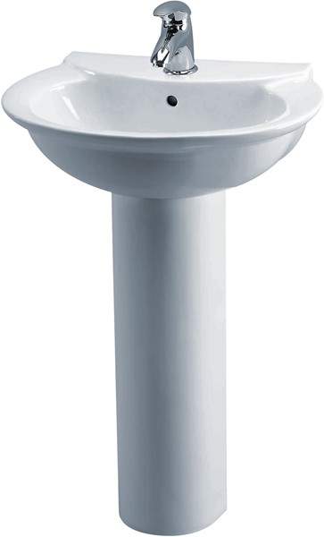 Crown Ceramics Otley 600mm Basin & Pedestal (1 Tap Hole).