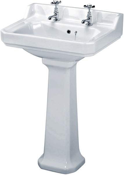 Crown Ceramics Carlton 600mm Basin & Pedestal (2 Tap Holes).