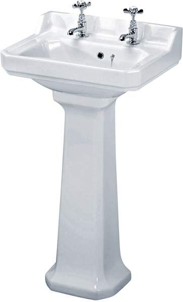 Crown Ceramics Carlton 500mm Basin & Pedestal (2 Tap Holes).