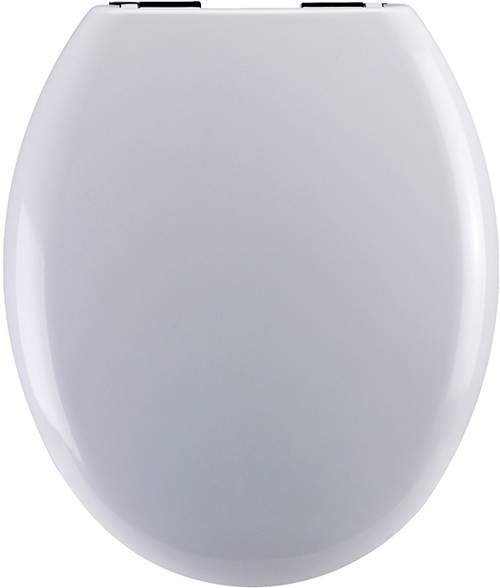 Crown Luxury Soft Close Toilet Seat With Chrome Hinges (White).
