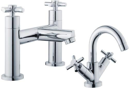 Crown Series 1 Basin & Bath Filler Tap Set (Chrome).