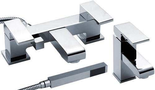 Crown Series P Basin & Bath Shower Mixer Tap Set (Chrome).