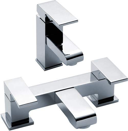 Crown Series P Basin & Bath Filler Tap Set (Chrome).