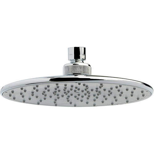 Crown Showers Round Shower Head With Swivel Knuckle (205mm, Chrome).