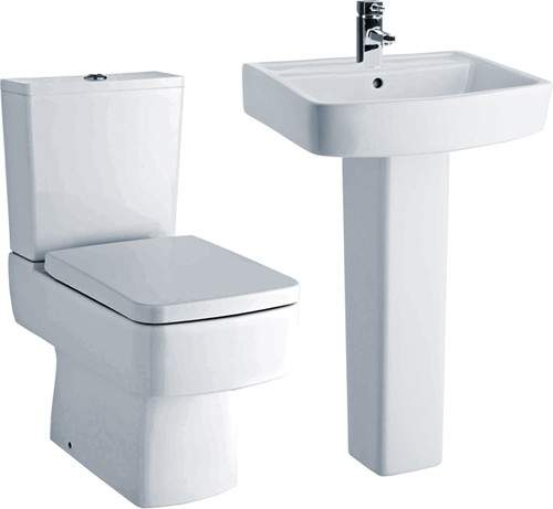 Crown Ceramics Bliss 4 Piece Bathroom Suite With Toilet & 520mm Basin.