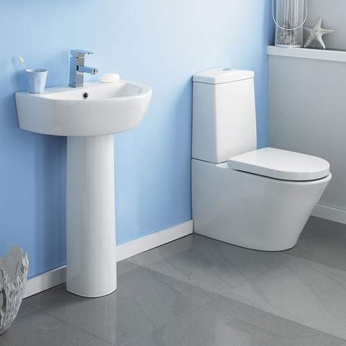 Crown Ceramics Solace 4 Piece Bathroom Suite With 550mm Basin (1 Tap Hole).