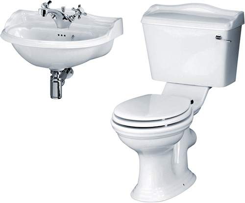 Crown Ceramics Ryther Bathroom Suite With 500mm Cloakroom Basin.