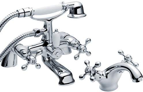 Viscount Basin & Bath Shower Mixer Tap Set (Chrome).