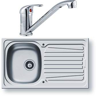 Pyramis Sparta Kitchen Sink, Waste & Tap. 860x500mm (Reversible).