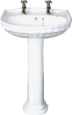 Avoca Shell 2 Tap Hole Basin and Pedestal.