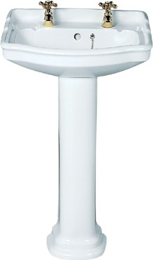 Avoca Classique 2 Tap Hole Cloakroom Basin and Pedestal.