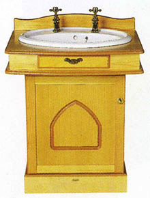 Waterford Wood Vanity unit in traditional pine finish with vanity basin.