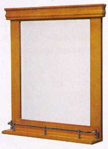 Waterford Wood Traditional bathroom mirror in cherry with chrome rail.