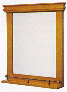 Waterford Wood Traditional bathroom mirror in cherry with gold rail.