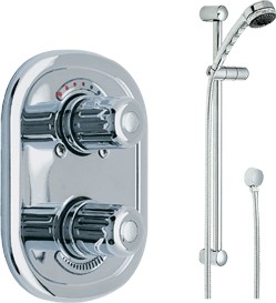 Wicklow Concealed twin thermostatic shower valve & slide rail kit (Chrome).