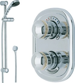 Contour Concealed twin thermostatic valve with slide rail kit. (Chrome+Gold)