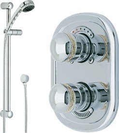 Contour Concealed twin thermostatic shower valve & slide rail (Chrome+Gold).