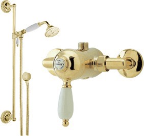 Viscount Manual single lever shower valve with slide rail kit (Gold)