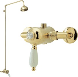 Viscount Manual single lever shower valve with rigid riser kit (Gold)