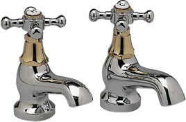 Avondale Basin taps (Pair, Chrome/Gold)