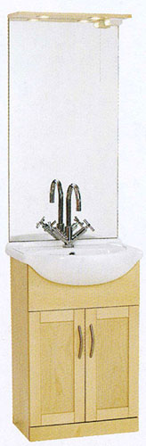 daVinci 550mm Maple Vanity Unit with ceramic basin, mirror and lights.