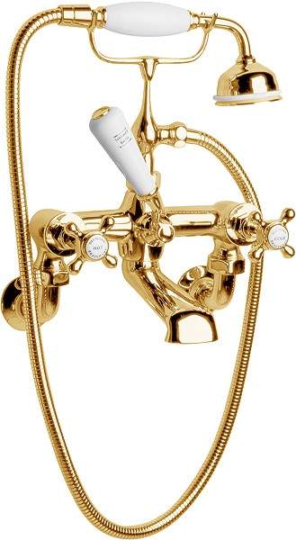 Hudson Reed Topaz Wall mounted bath shower mixer (Antique Gold)