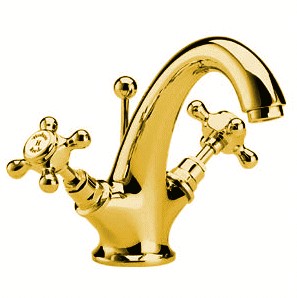Hudson Reed Topaz Mono basin mixer tap (Antique Gold) + Free pop up waste