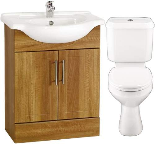 daVinci Cherry 650mm Vanity Suite With Vanity Unit, Basin, Toilet & Seat.