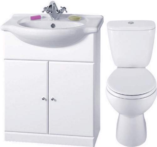 daVinci 4 Piece 650mm Bathroom Vanity Suite with WC, Cistern, Vanity, Basin.