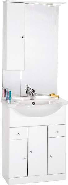 daVinci 650mm Contour Vanity Unit with ceramic basin, mirror and cabinet.