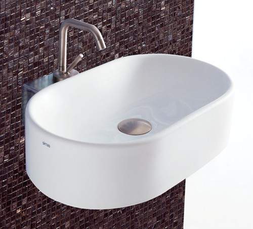 Flame 1 Tap Hole Oval Wall Hung Basin. 520 x 420mm.