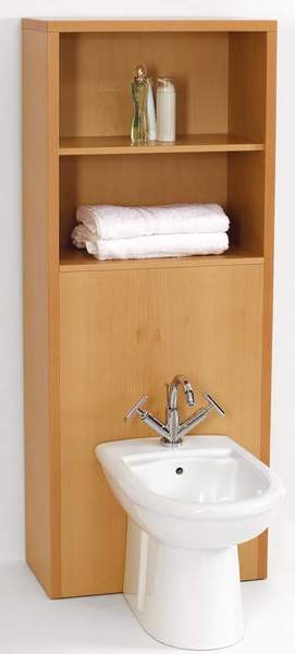 daVinci Monte Carlo complete back to wall bidet set with shelves in beech.