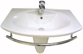 Shires Parisi 1 tap hole basin with semi-pedestal and towel rail.