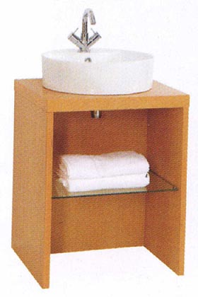 daVinci Parisi midi beech stand and freestanding basin, with shelf.